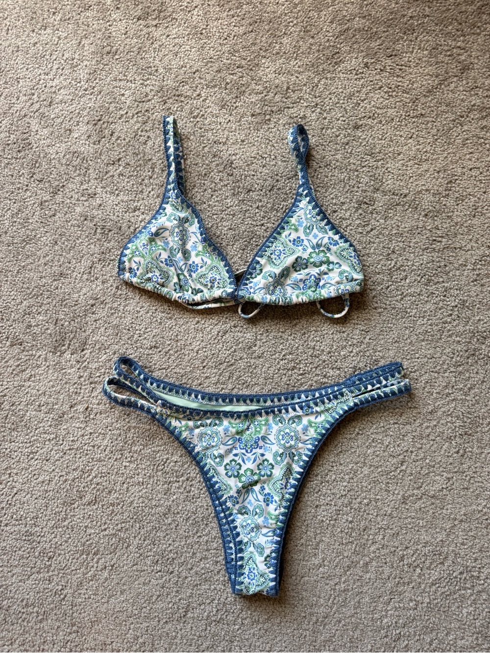 Hollister Paisley Print Triangle Bikini Set